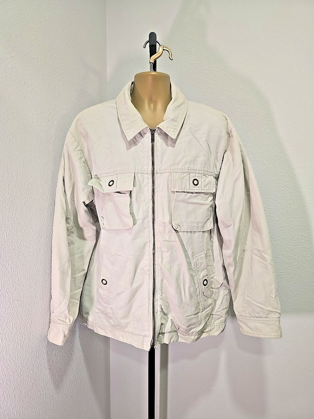 Barn Coat Chore Jacket Flannel Lined Khaki Canvas Mens XL Field Utility Workwear